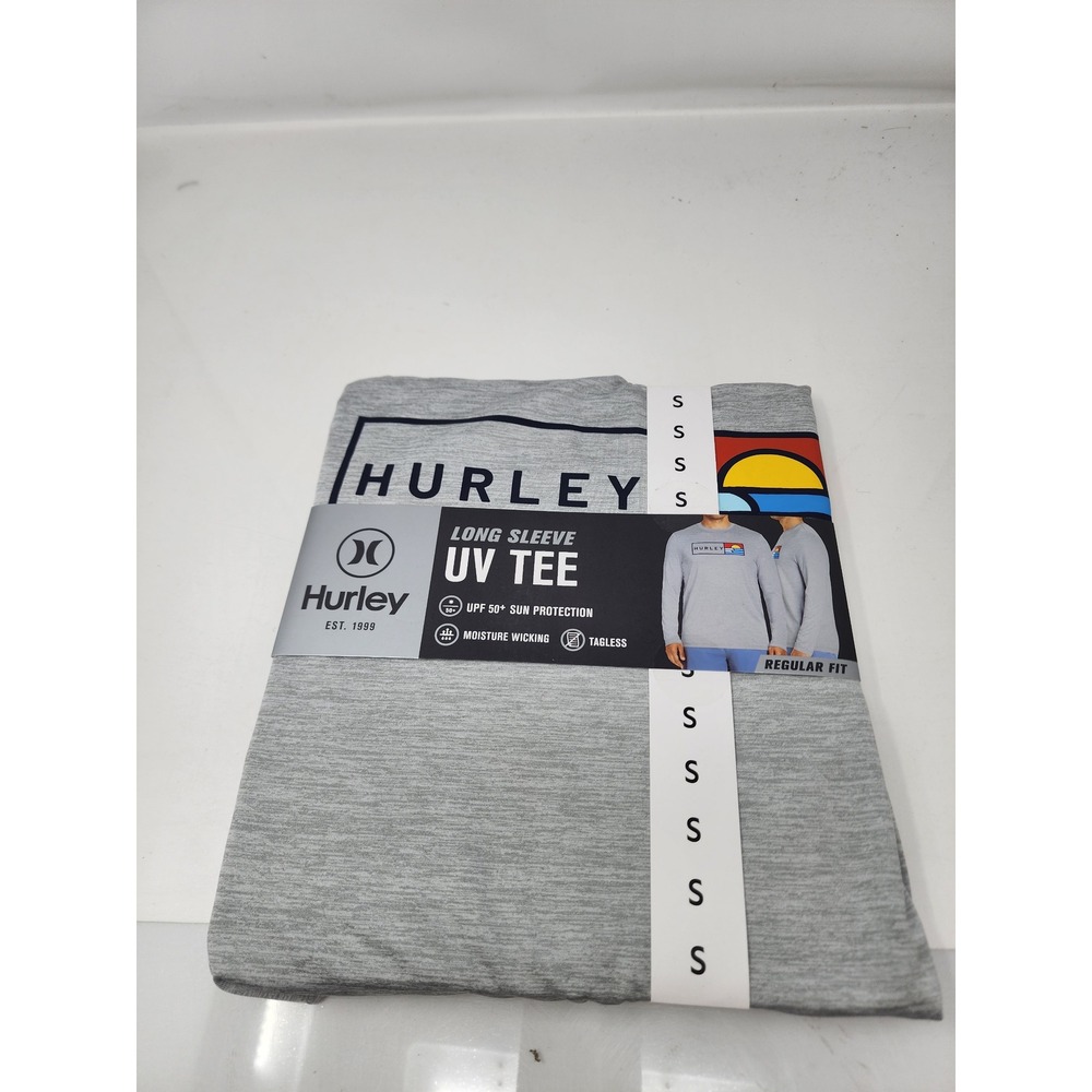 Hurley Mens Long Sleeve UV Tee Gray Polyester Blend Athletic Size Small